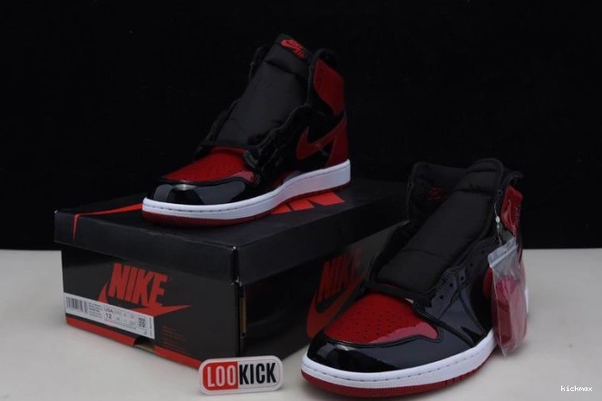 Cheap MAX Bred 555088-063 Air Jordan 1 Patent High OG 0629